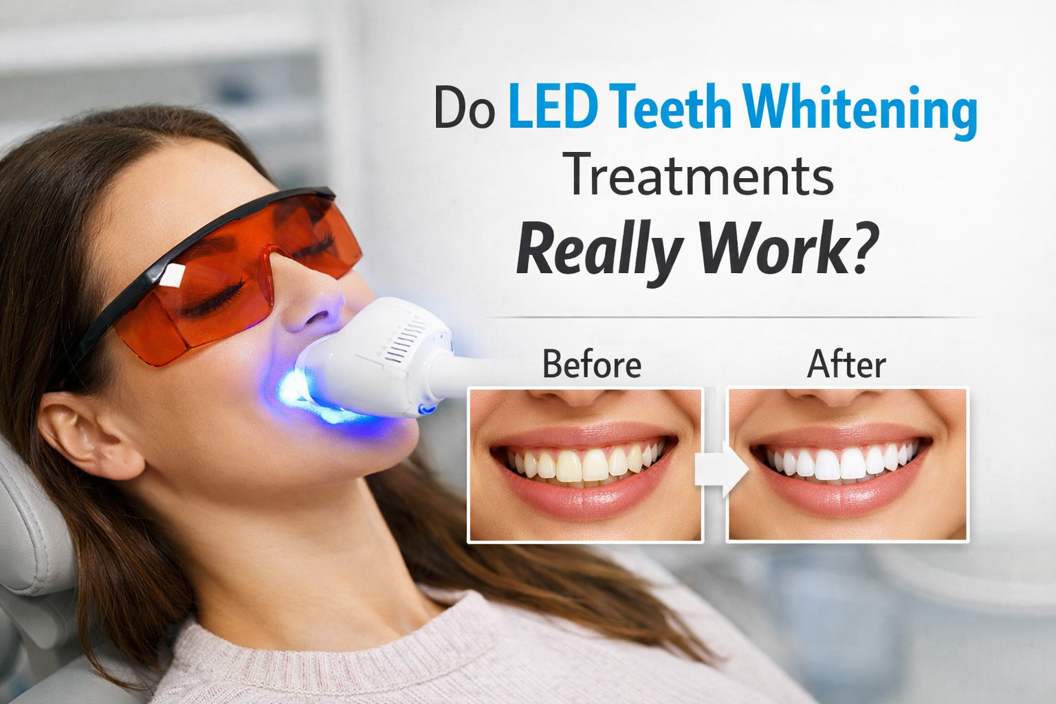 LED teeth whitening treatment in action